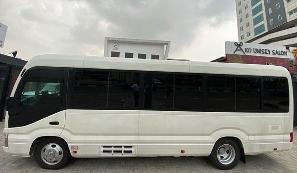 2021 Toyota Coaster Bus VIP Armoured, Review, Price, And Specifications 1 2021 Toyota Coaster Bus Vip Armored side view