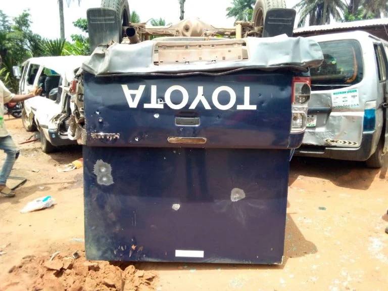 Bullion Van Brutally Attacked By Unknown Gunmen In Imo State 3 The attacked bullion van in Aboh Mbaise