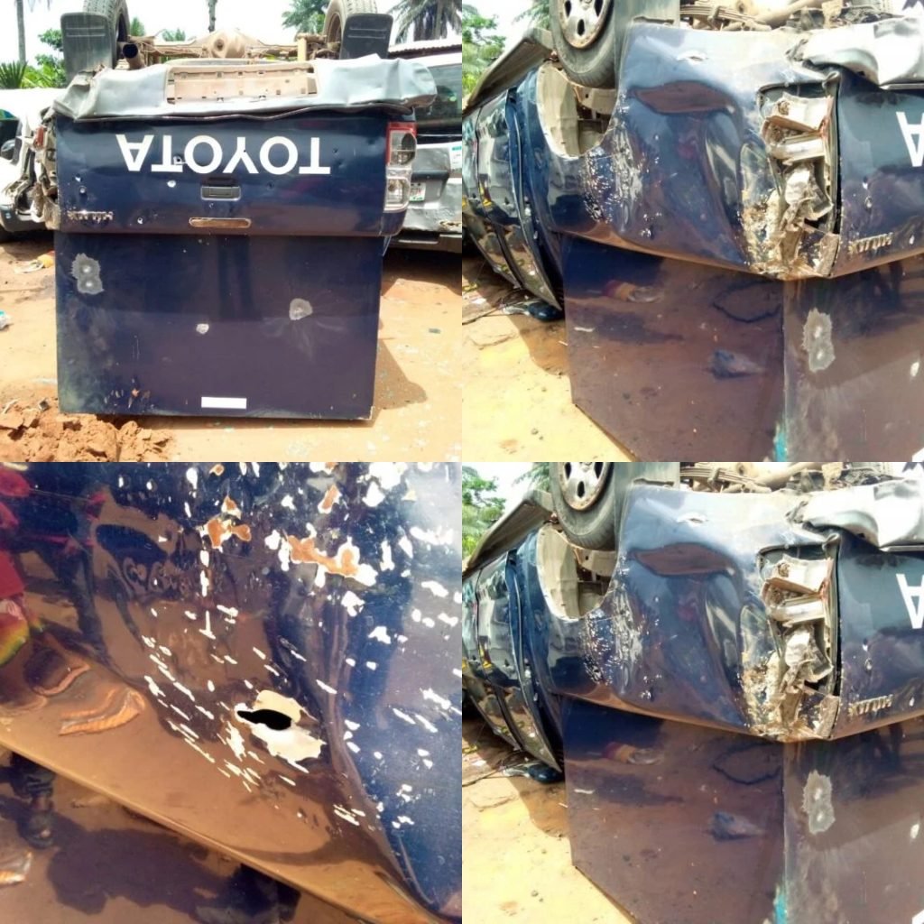 Bullion Van Brutally Attacked By Unknown Gunmen In Imo State 1 The attacked bullion van in Aboh Mbaise