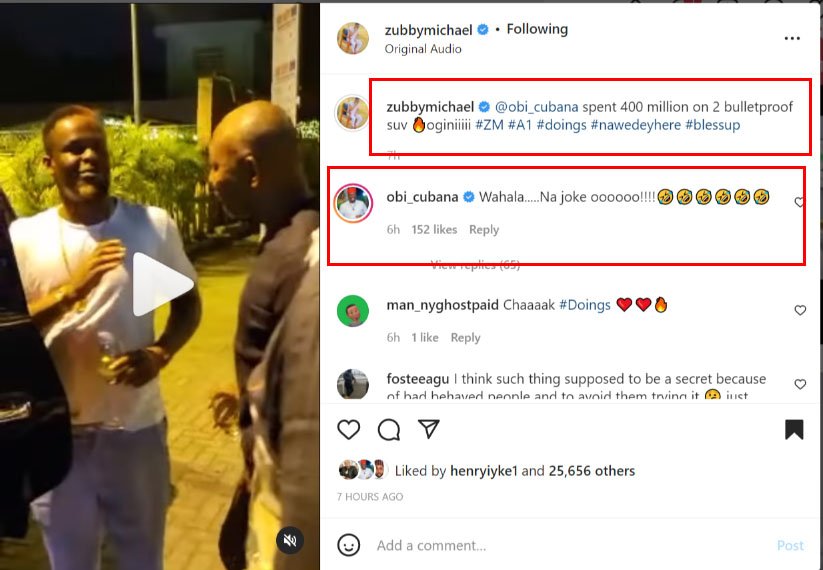 Obi Cubana spent 400 million on 2 bulletproof SUVs - Zubby Michael disclosed 1 Obi Cubana Spent 400 Million On 2 Bulletproof SUV - Zubby Michael Says As He Shares A New Video