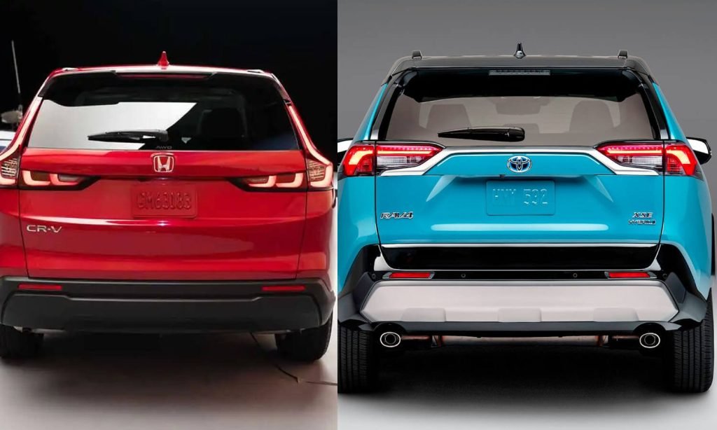 2023 Honda CR-V and 2023 Toyota RAV4 back view