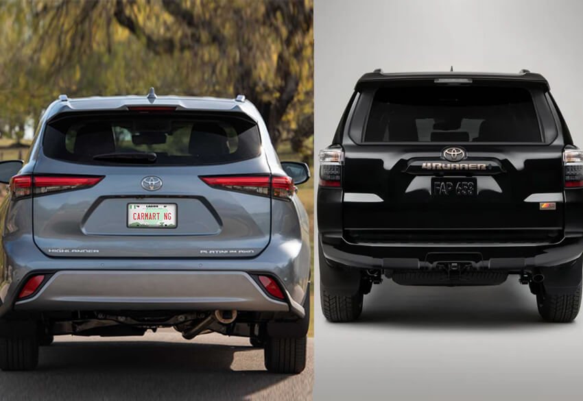 Is The new 2023 Toyota Highlander Better Than The 2023 Toyota 4Runner? 2 2023 Toyota Highlander Vs. 2023 Toyota 4Runner back view