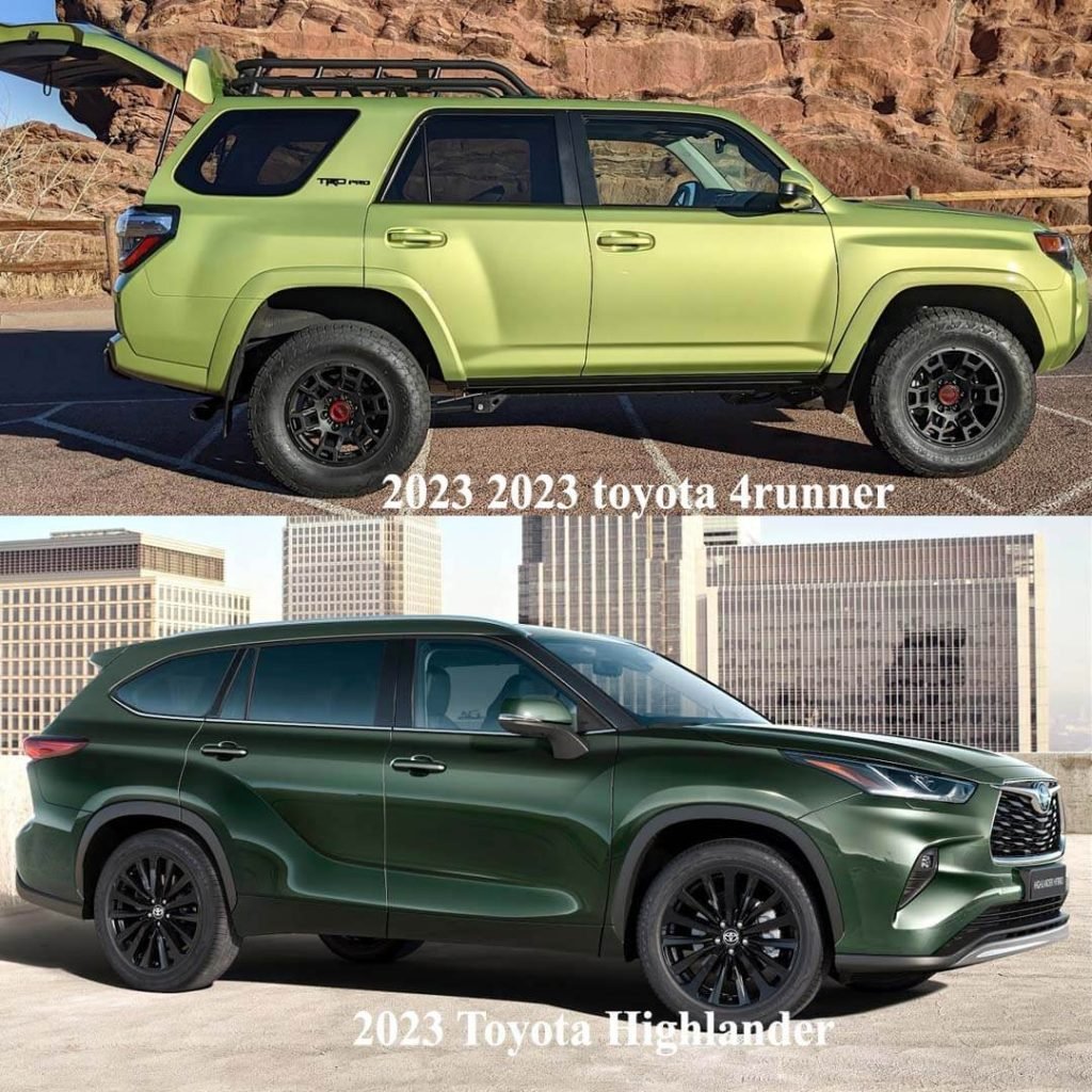 2023 toyota 4runner and 2023 toyota highlander side view