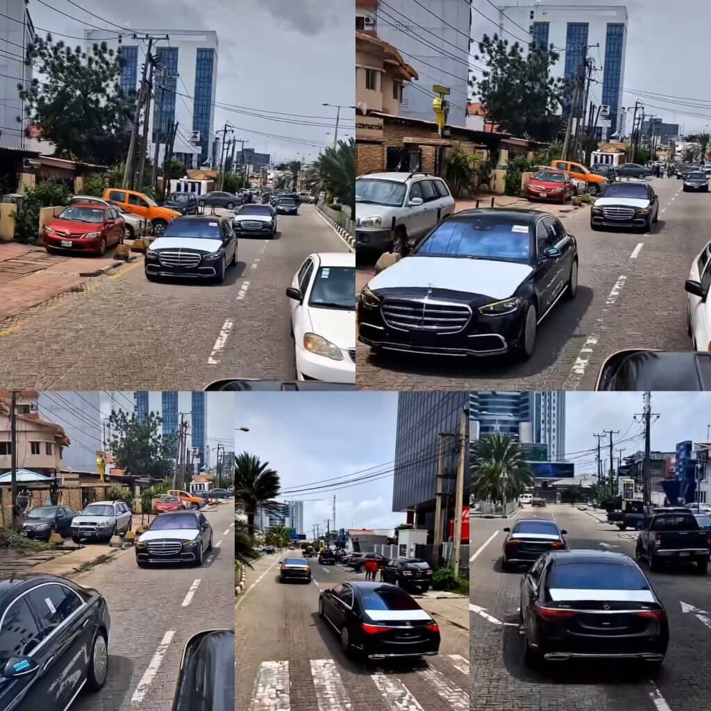 “Una Say Money No Dey This Country?” The Moment A Convoy Of Luxury Cars Was Spotted In Lagos 1 2021 Mercedes-Benz S580 Spotted On Lagos Road