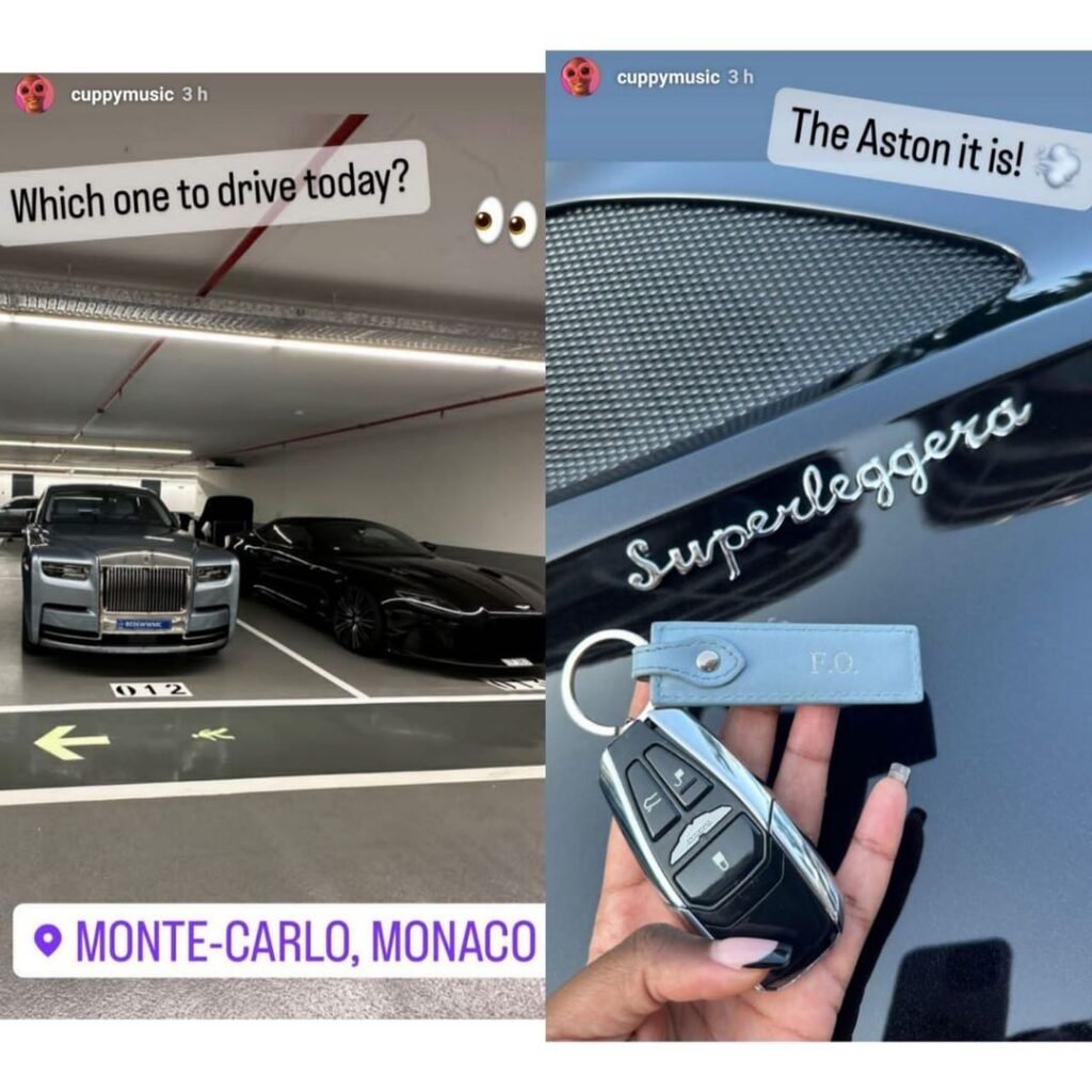 "Femi Otedola hasn't seen his latest toy" Cuppy Proudly Shows Off Dad’s Brand New Rolls Royce and His Aston Martin Superleggera worth millions 1 Cuppy Proudly Shows Off Dad’s Brand New Rolls Royce and His Aston Martin Superleggera