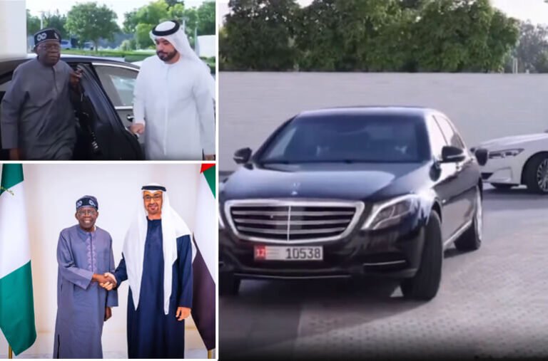Earlier today in Dubai, the President of Nigeria, Bola Tinubu pulled up in a w222 Mercedes Benz S-Class to meet UAE leaders