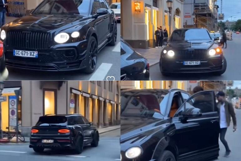 An image showing Footballer, Kingsley Coman in a Mansory Bentley Bentayga.