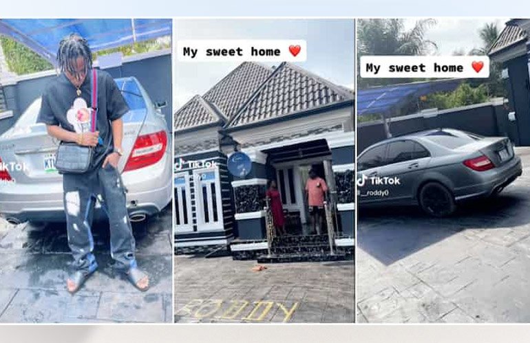 Nigerians React As Young Millionaire Shows Off Expensive Benz & Beautiful House