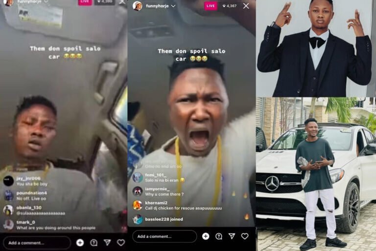 Popular Influencer, Salo Sheds Tears As Hoodlums Damaged His N55 Million Mercedes Benz